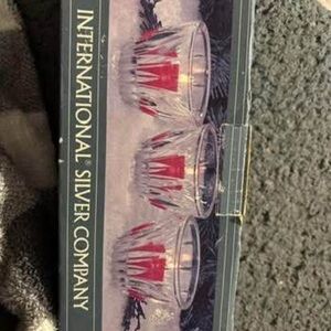 Source Unknown Red and Silver Glass Set